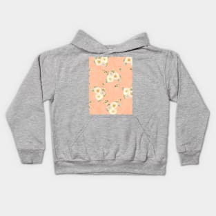 White Roses on Peach Fuzz Abstract Floral Kids Hoodie